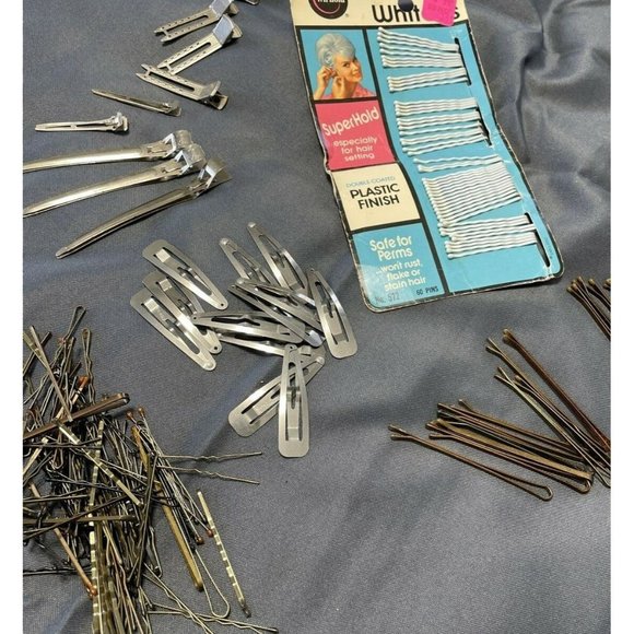 Vintage Wil-hold Hair Silver Clips And White & Brown Bobby Pin Random Lot